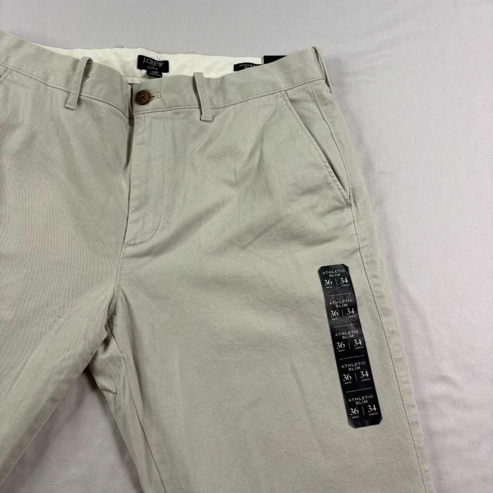 J Crew Pants Mens 36x34 (Fits 34x34) Beige Chino Athletic Slim Fit Preppy NEW - Picture 2 of 13